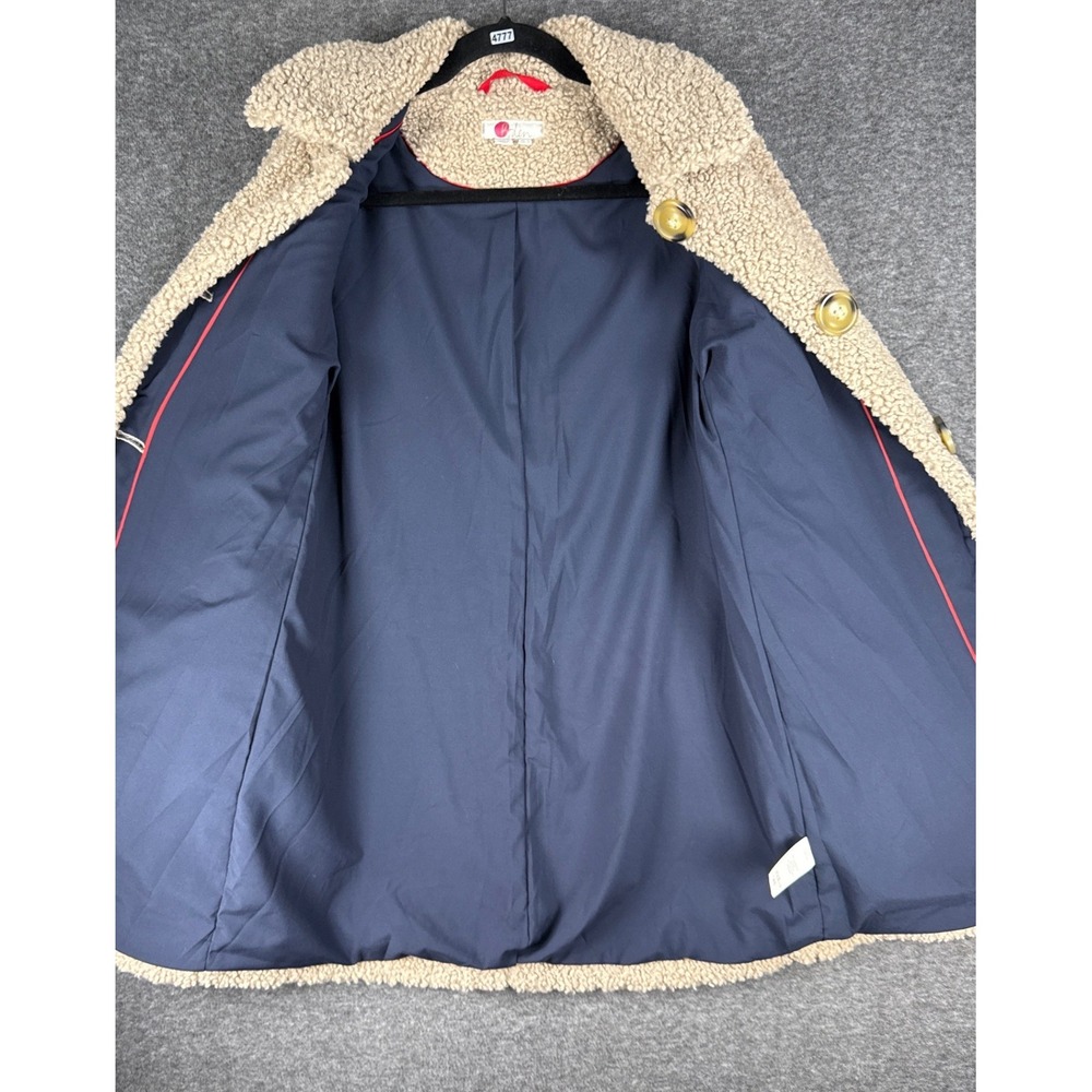 Boden Winter Teddy Coat Size 2 Beige Pockets Retro Faux Shearling Button Front - Picture 3 of 15